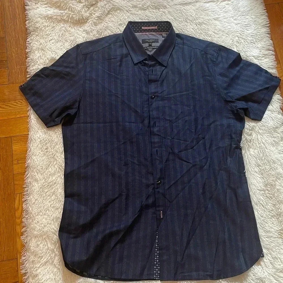 Ted baker handeez slim fit stripe short sleeve  button up shirt - Picture 3 of 12